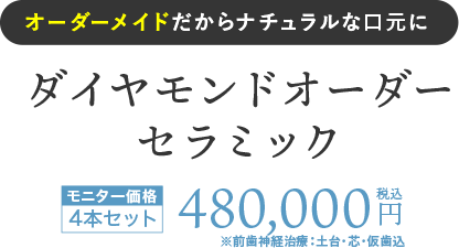 ダイヤモンドオーダーセラミック モニター価格 税込480,000円