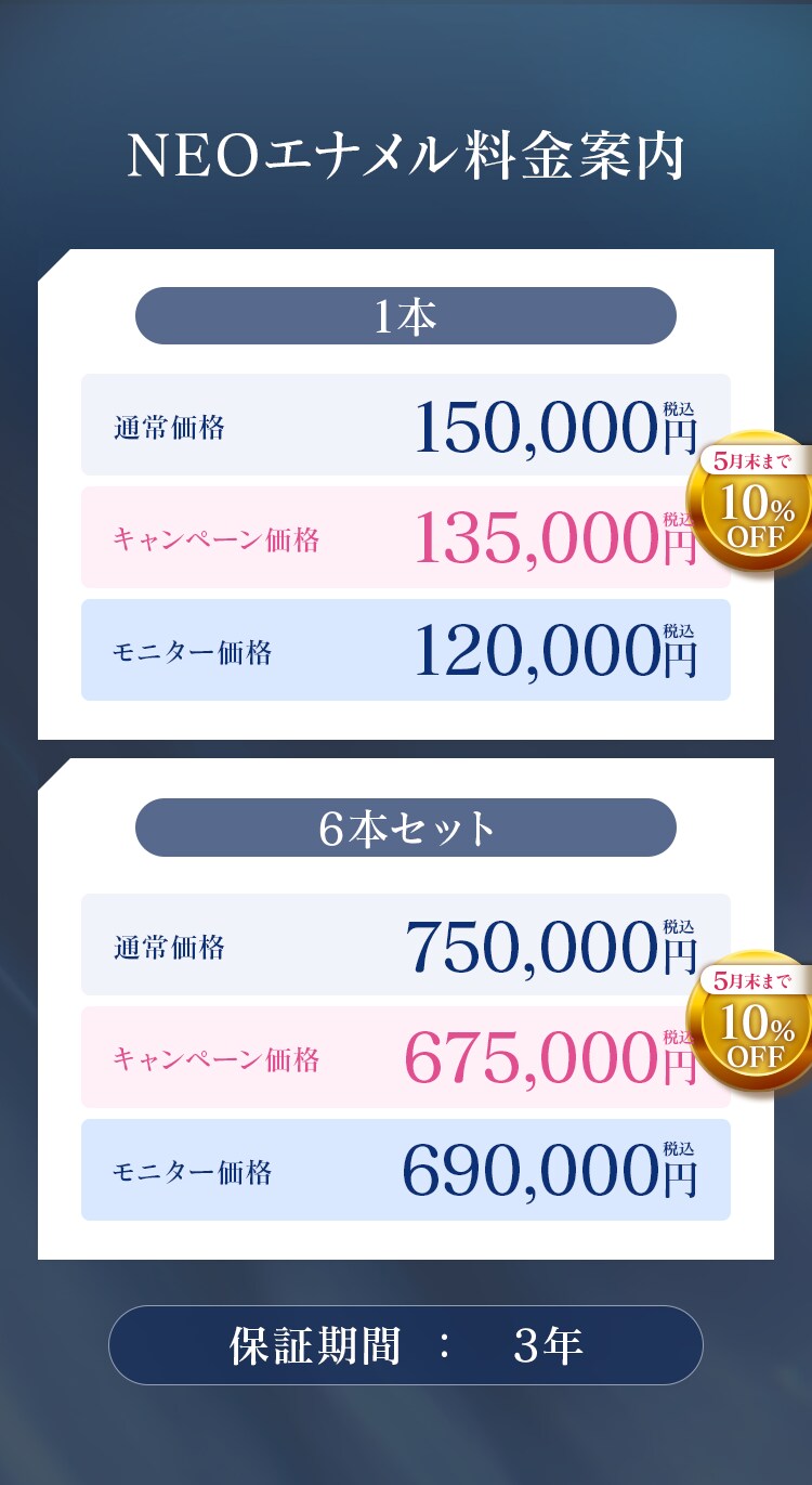 NEOエナメルの料金案内