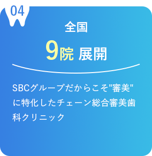 全国9院 展開 SBCグループだからこそ“審美”に特化したチェーン総合審美歯科クリニック