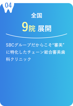 全国9院 展開 SBCグループだからこそ“審美”に特化したチェーン総合審美歯科クリニック
