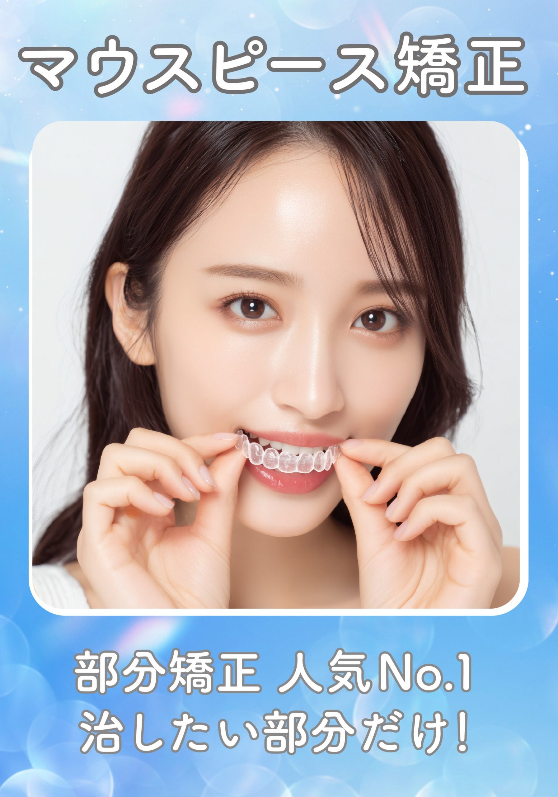 透明で目立ちにくい、マウスピース矯正