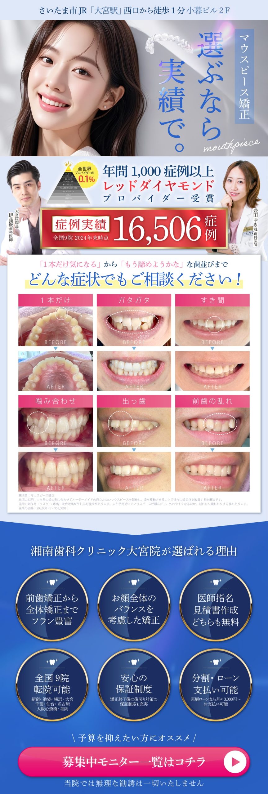 「マウスピース矯正」選ぶなら実績のある湘南歯科クリニック大宮院！インビザラインレッドダイヤモンドプロバイダー受賞！症例件数多数！